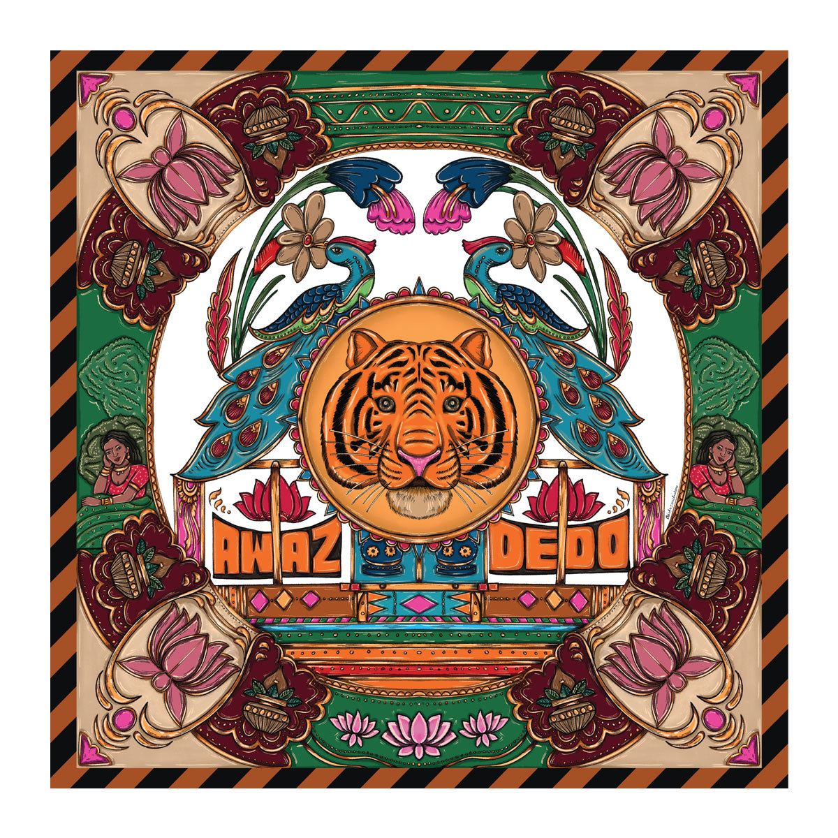 Aishr the store - Awaz Dedo Scarf - 48 inches x 48 inches