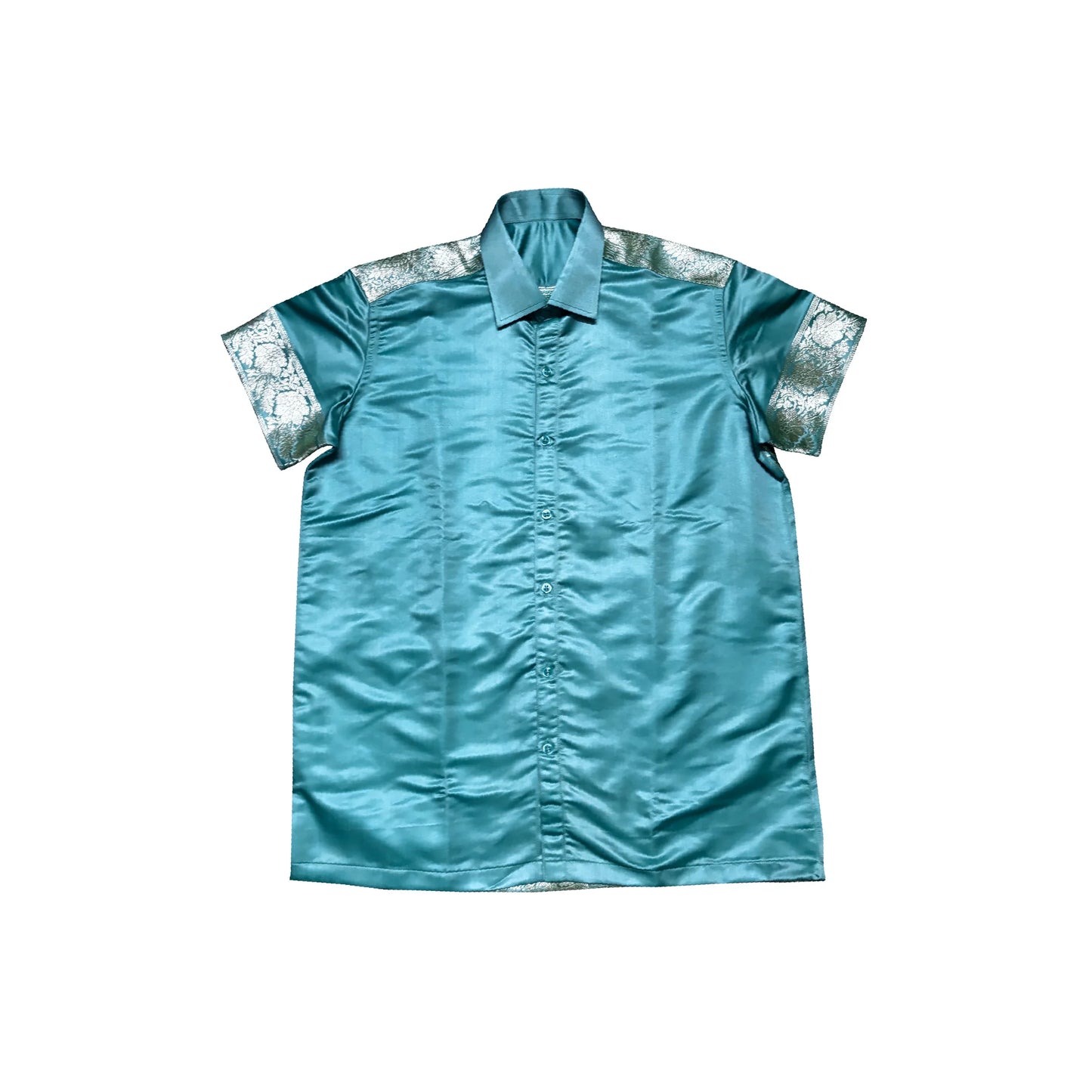 Luxe Blue Brocade Shirt