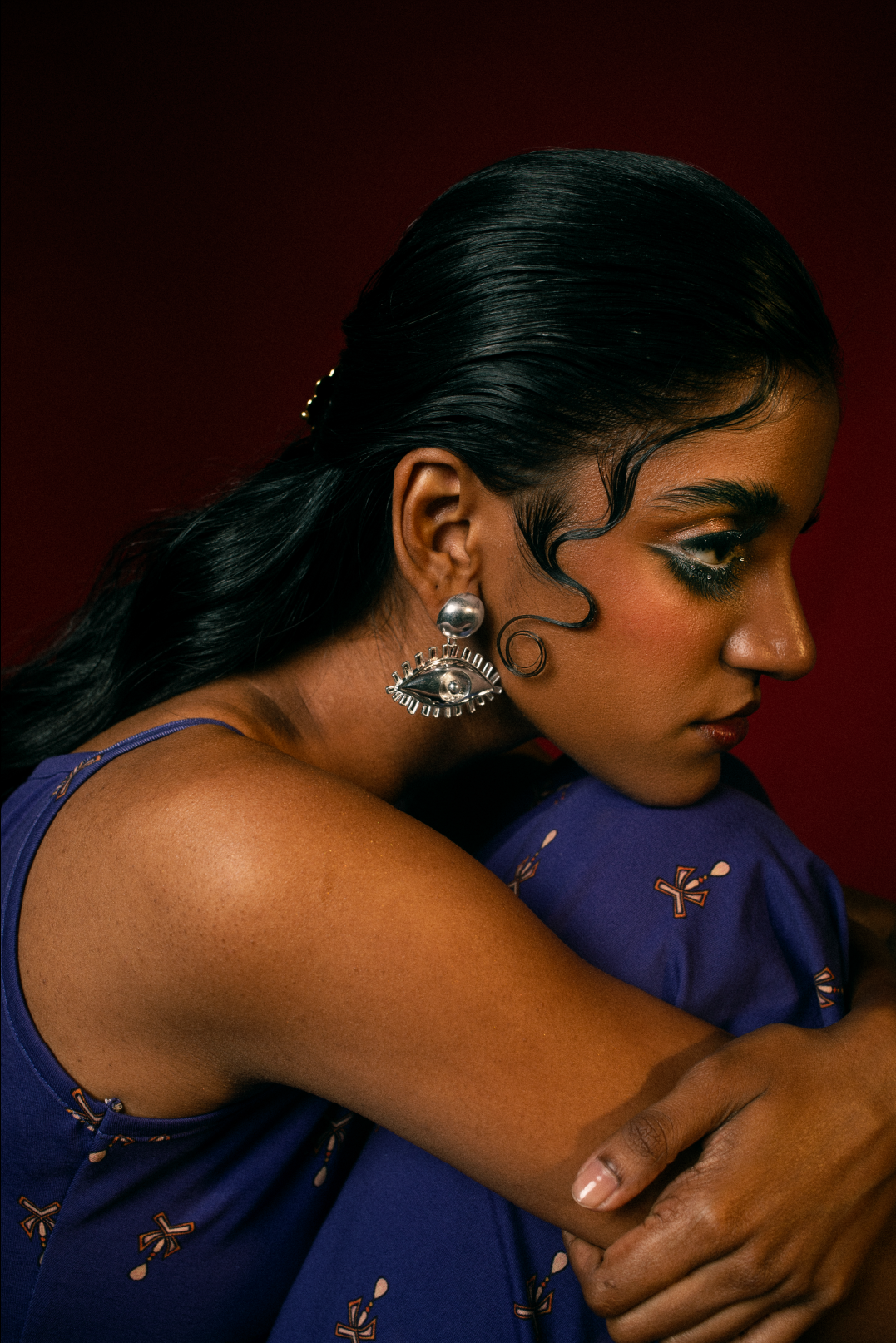 Silver Eye Love You Earrings