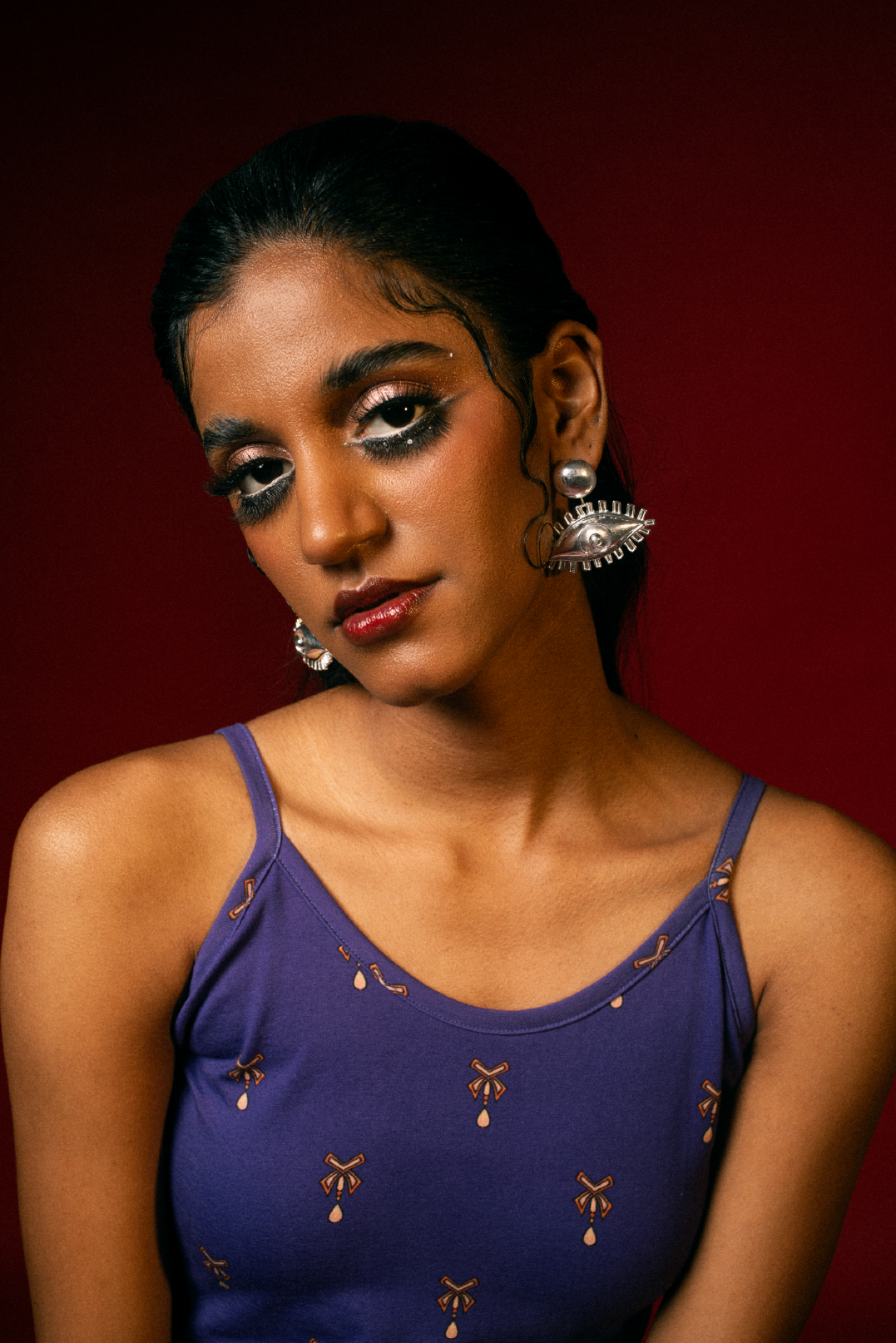 Silver Eye Love You Earrings