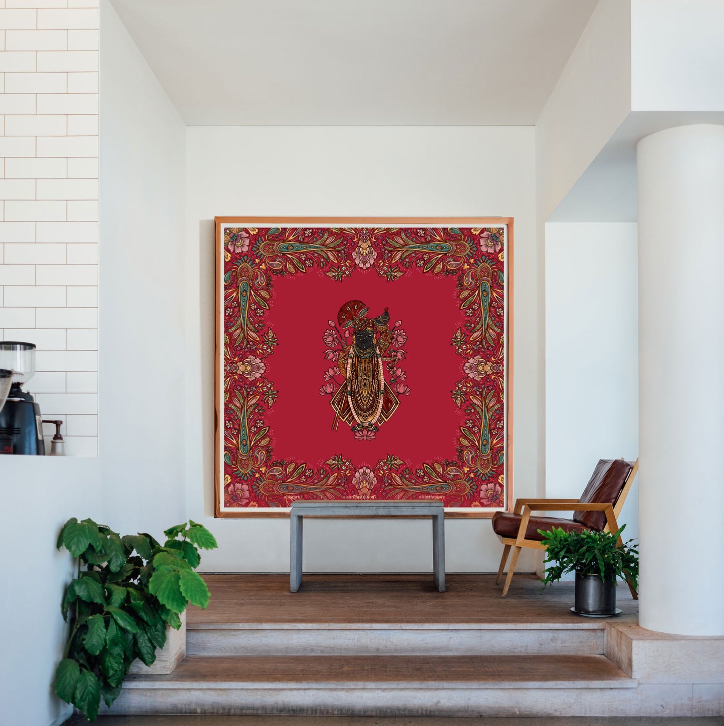 Pichhwai 7 - Srinathji in red florals