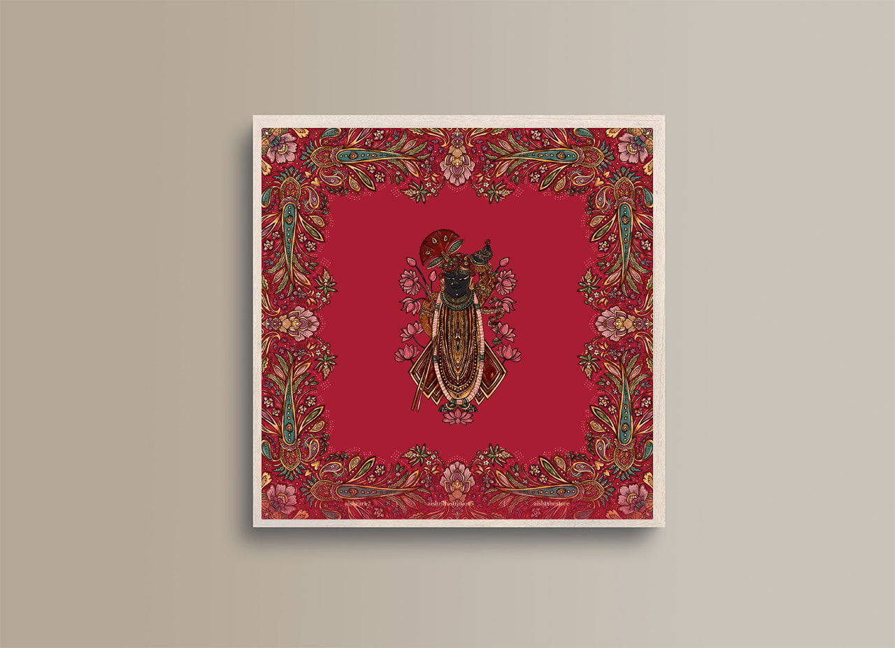 Pichhwai 7 - Srinathji in red florals