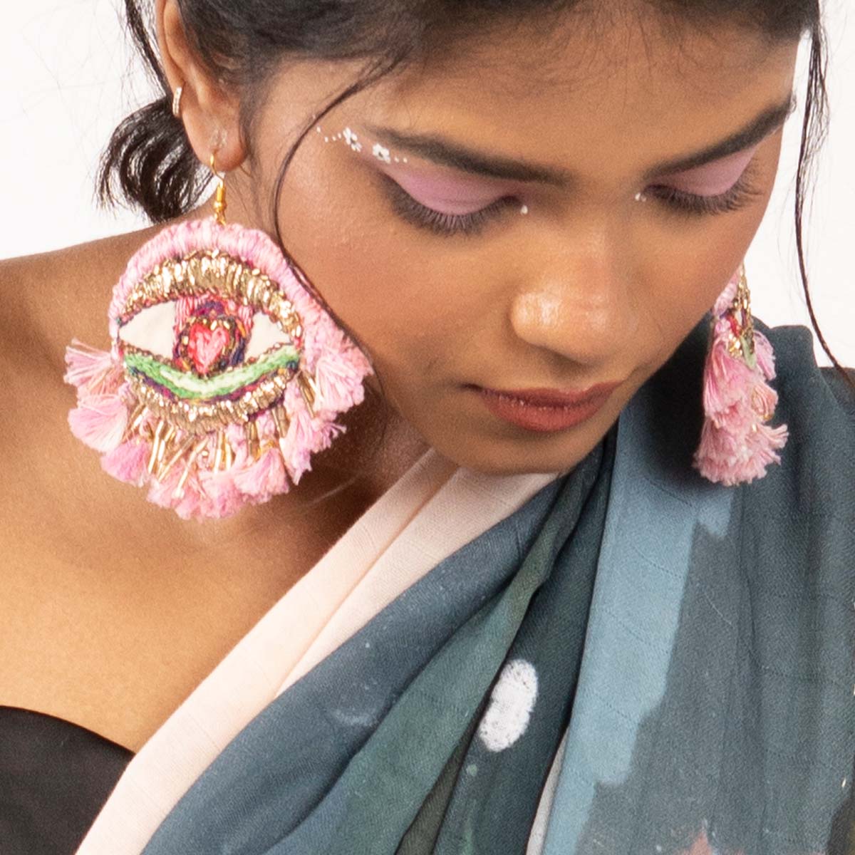 Pink Sky Eye Earrings