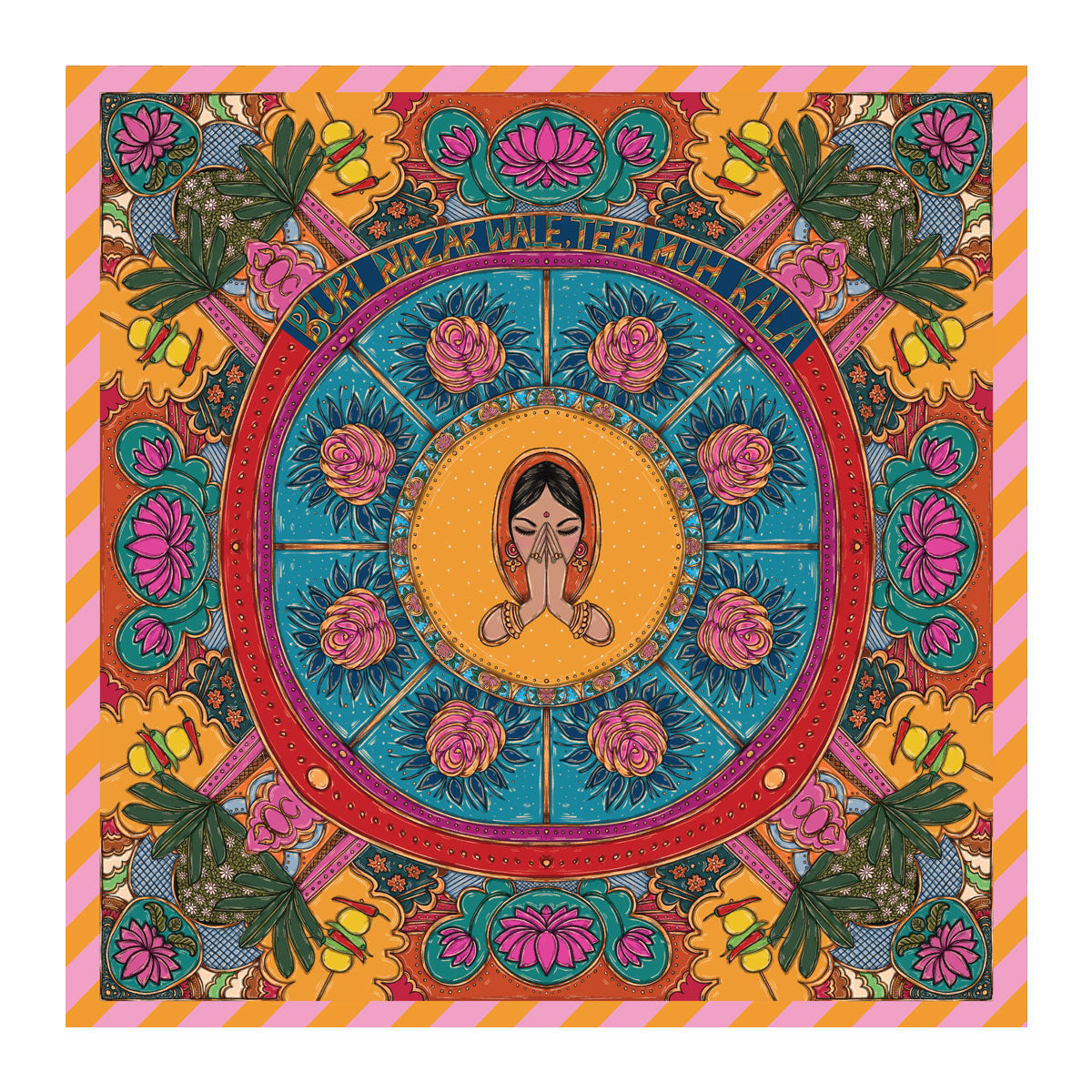 Buri Nazar Wale Tera Muh Kala 48in x 48in Scarf