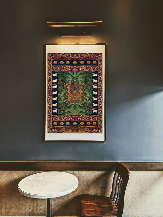 Pichhwai 1 - Srinathji with 14 cows and 14 seashells