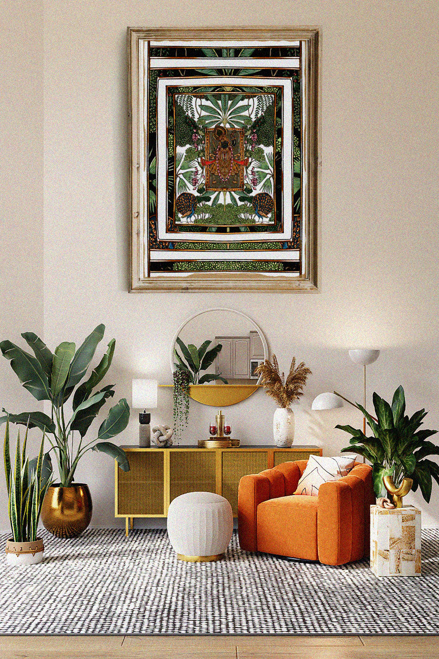 Pichhwai 3 - Srinathji set in the greens.